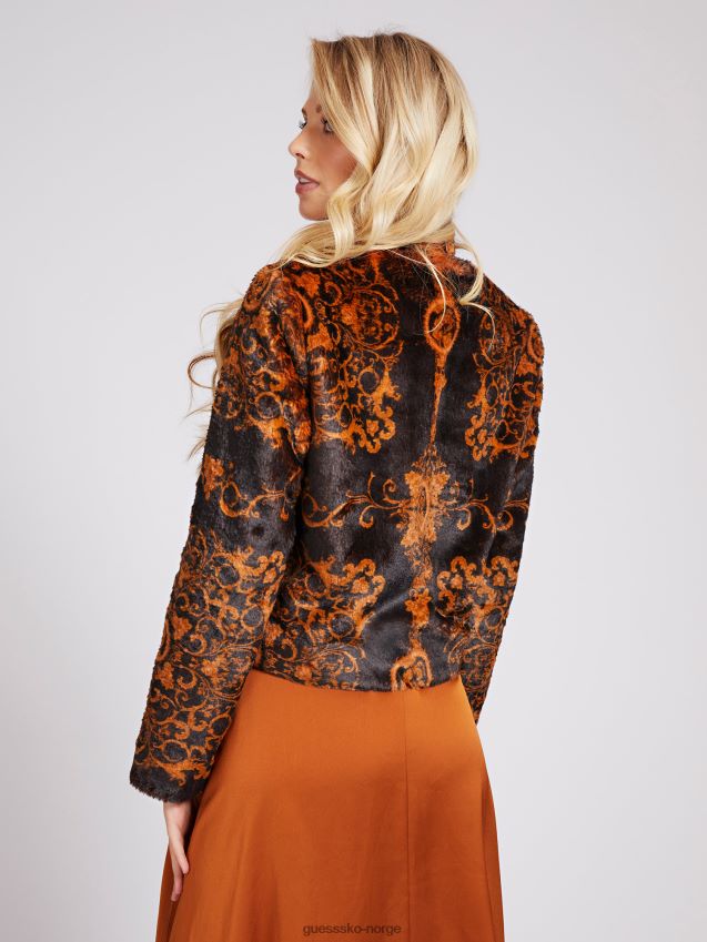 Guess flerfarget mønster marciano fuskepelsjakke flerfarget mønster kvinner F0LJ806009