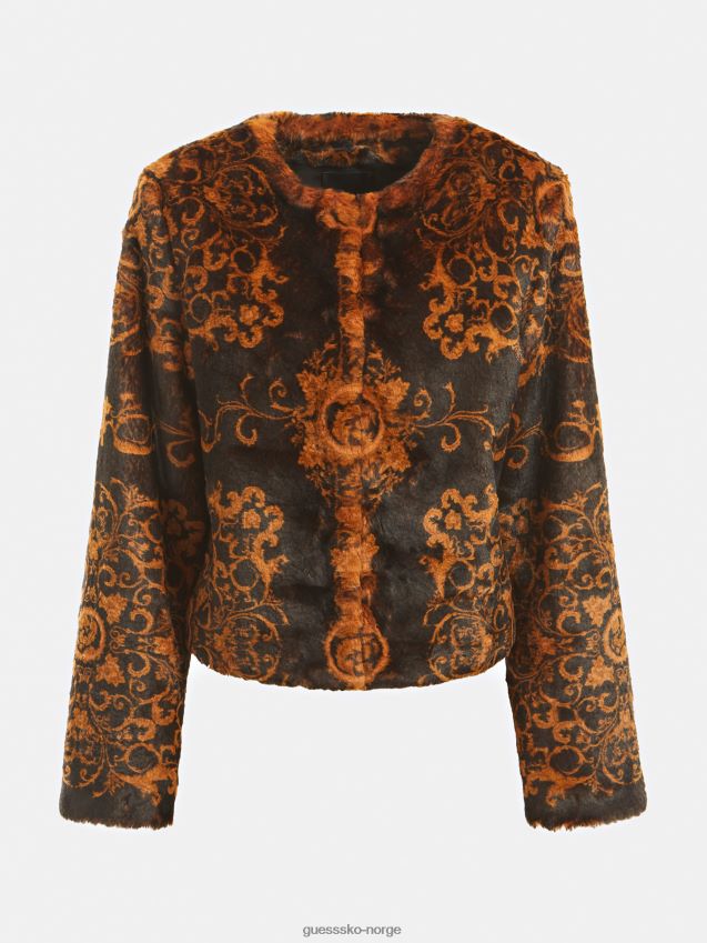 Guess flerfarget mønster marciano fuskepelsjakke flerfarget mønster kvinner F0LJ806009
