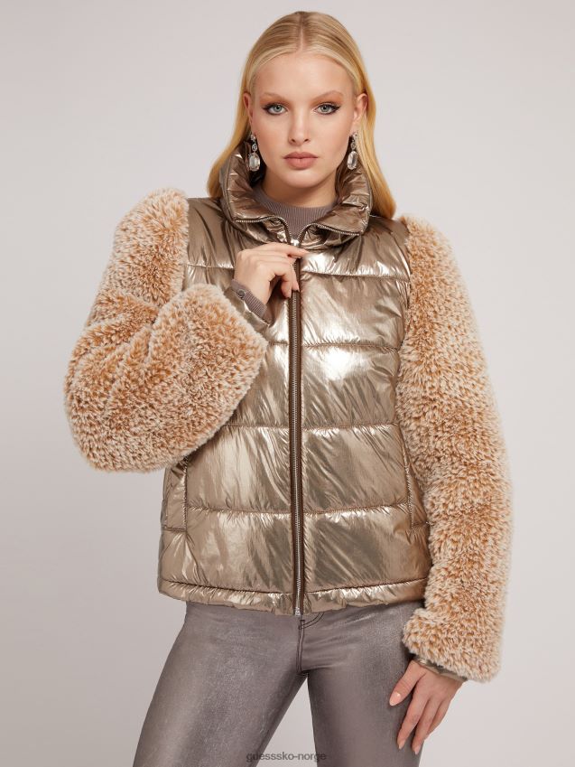 Guess fuskepelsjakke bronse bronse kvinner F0LJ803604
