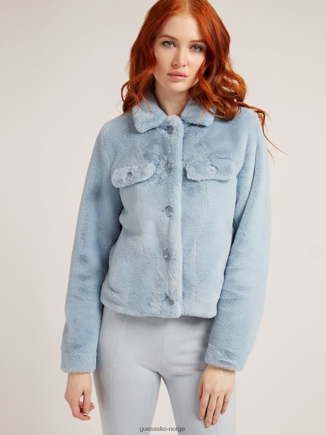 Guess fuskepelsjakke lyseblå lyse blå kvinner F0LJ803202