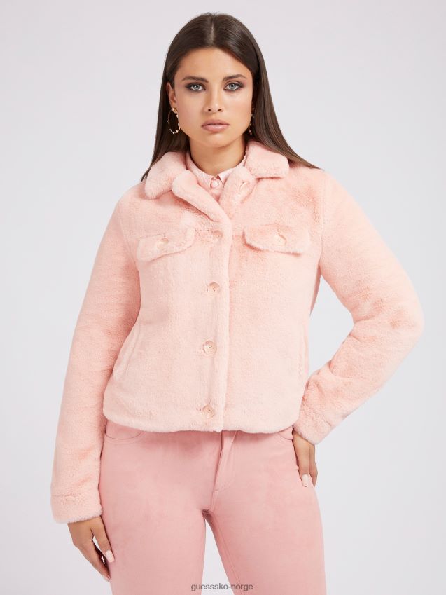 Guess fuskepelsjakke rosa rosa kvinner F0LJ803807
