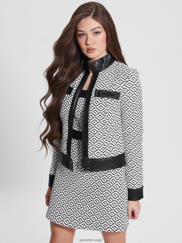 Guess geo logo jqd hvit/svart greta geometrisk jakke geo logo jqd hvit/svart kvinner F0LJ809314