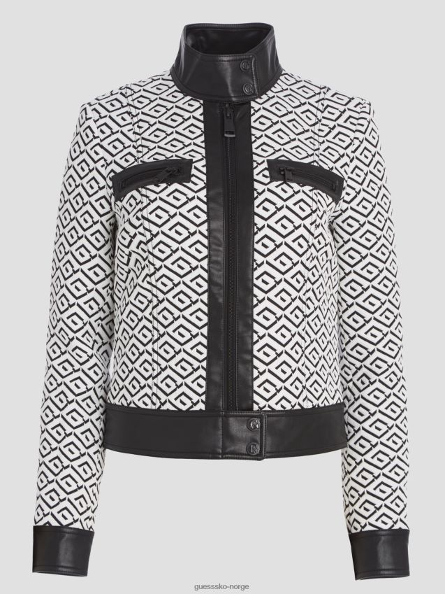Guess geo logo jqd hvit/svart greta geometrisk jakke geo logo jqd hvit/svart kvinner F0LJ809314