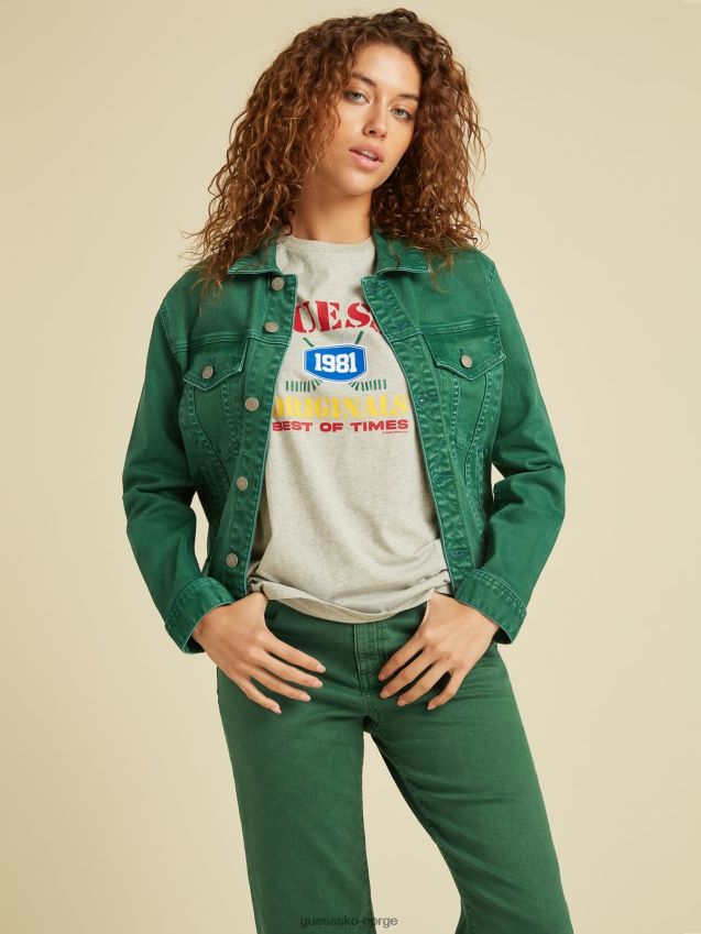 Guess grønn slim denimjakke grønn kvinner F0LJ806578