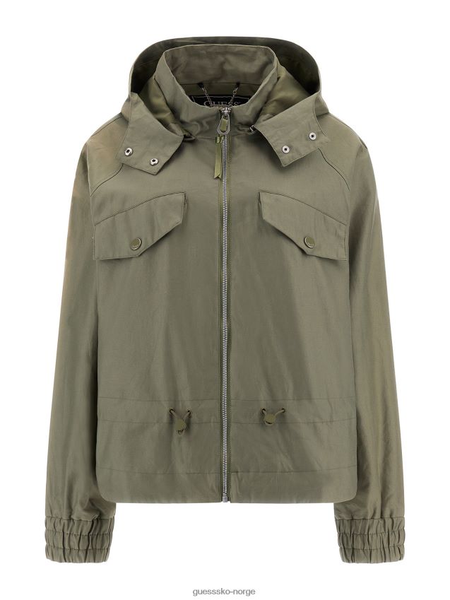 Guess grønn vindjakkejakke med hette grønn kvinner F0LJ803620