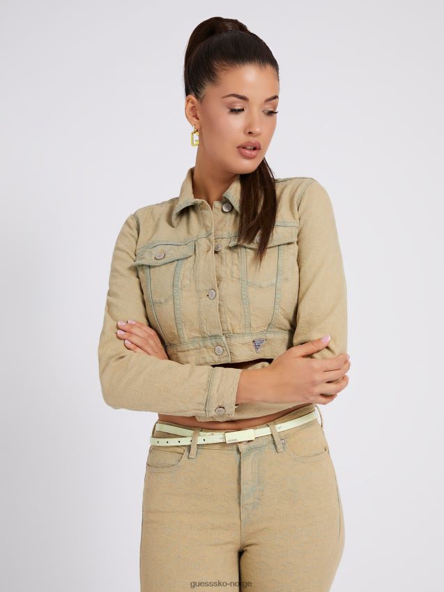 Guess gul all over logo dongerijakke gul kvinner F0LJ803087