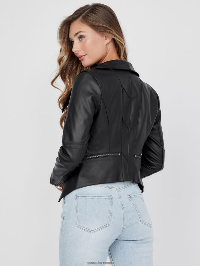 Guess idra imitert skinnjakke kulsort kulsvart kvinner F0LJ806816