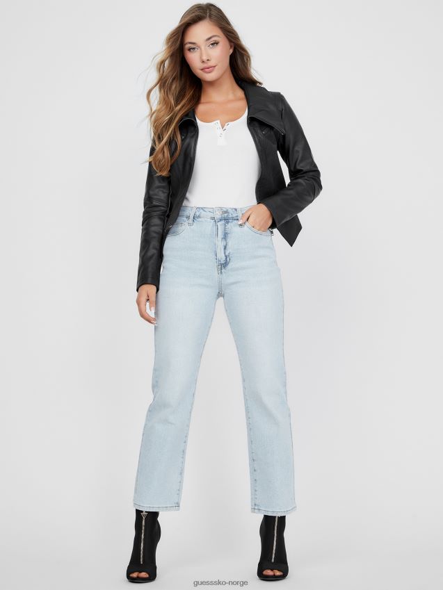 Guess idra imitert skinnjakke kulsort kulsvart kvinner F0LJ806816