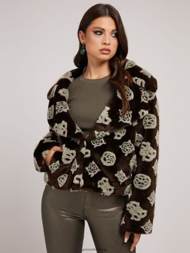 Guess jacquard fuskepelsjakke brun brun kvinner F0LJ803824