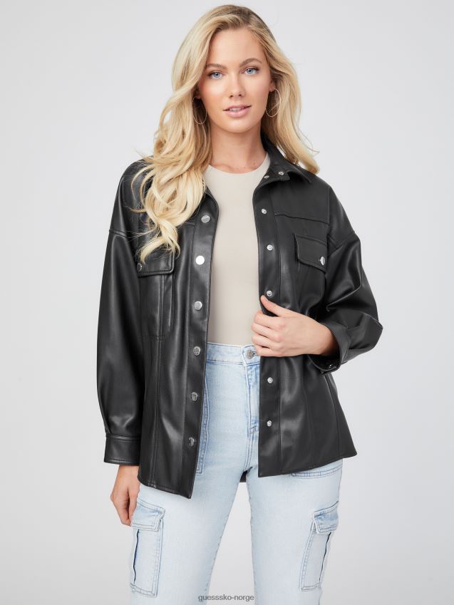 Guess java imitert skinn jakke jet black kulsvart kvinner F0LJ806936