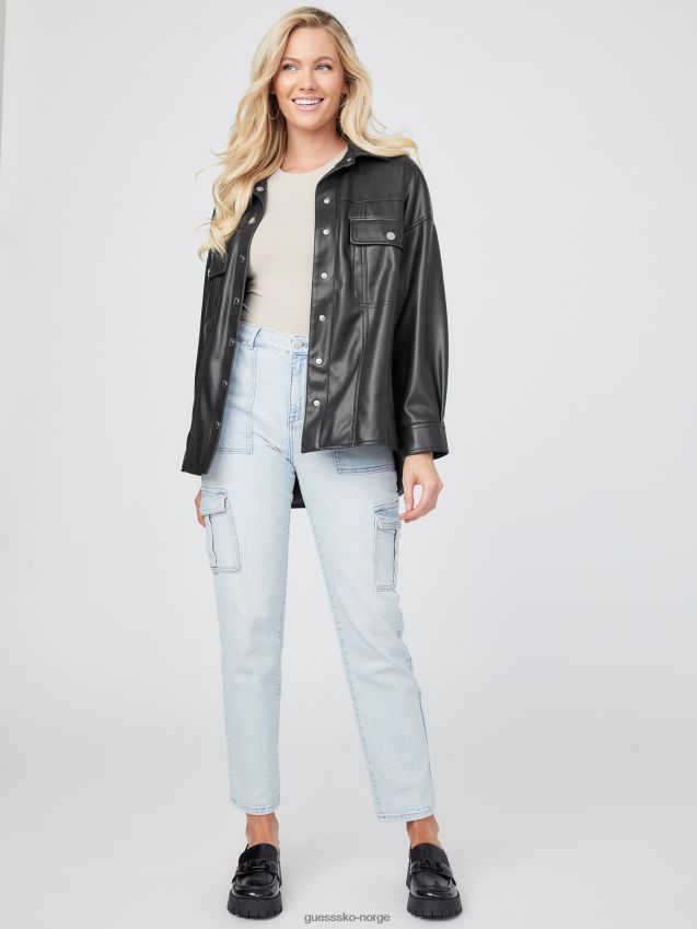 Guess java imitert skinn jakke jet black kulsvart kvinner F0LJ806936