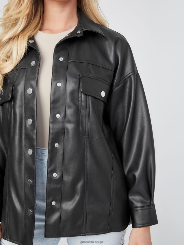 Guess java imitert skinn jakke jet black kulsvart kvinner F0LJ806936