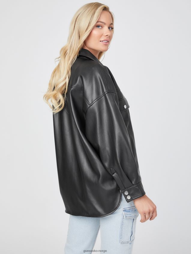 Guess java imitert skinn jakke jet black kulsvart kvinner F0LJ806936