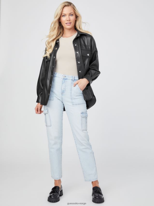 Guess java imitert skinn jakke jet black kulsvart kvinner F0LJ806936