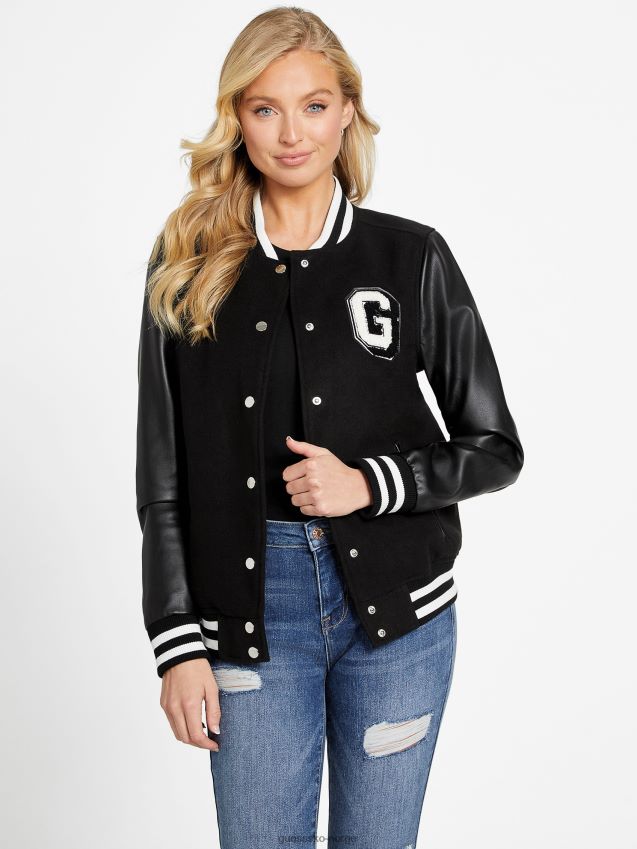 Guess jet black carola varsity jakke kulsvart kvinner F0LJ806811