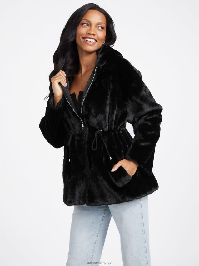 Guess jet black fatima vendbar jakke kulsvart kvinner F0LJ806928