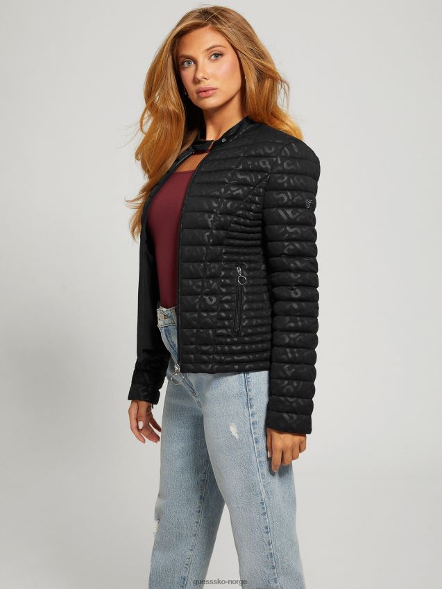 Guess jet black vona vattert logojakke kulsvart kvinner F0LJ809790