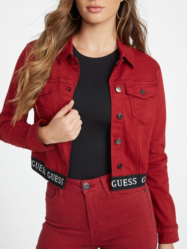 Guess øko camil denim logo jakke beet juice rød rødbetejuice kvinner F0LJ807020