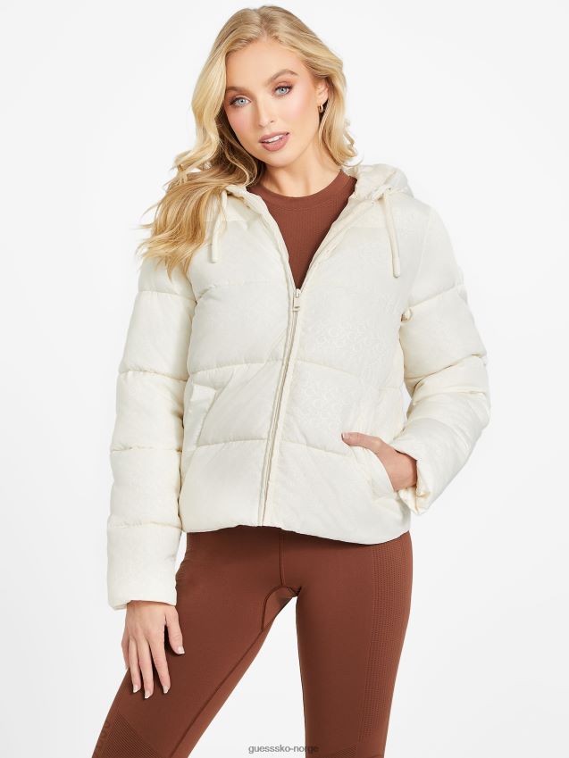 Guess øko denice pufferjakke dove hvit due hvit kvinner F0LJ807056