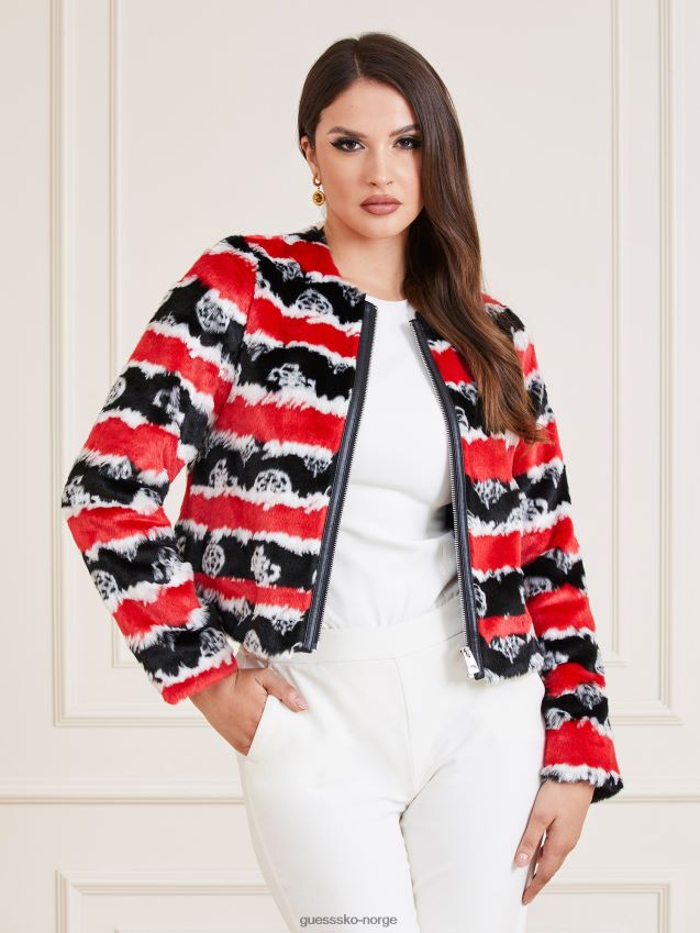 Guess kort imitert pelsjakke rosa rosa kvinner F0LJ803658