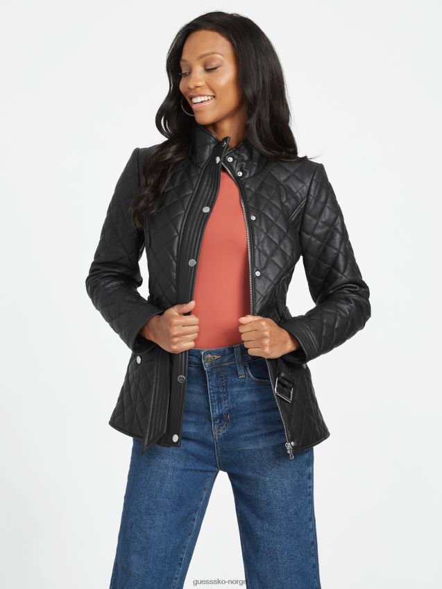 Guess kulsort danica jakke i imitert skinn kulsvart kvinner F0LJ806817
