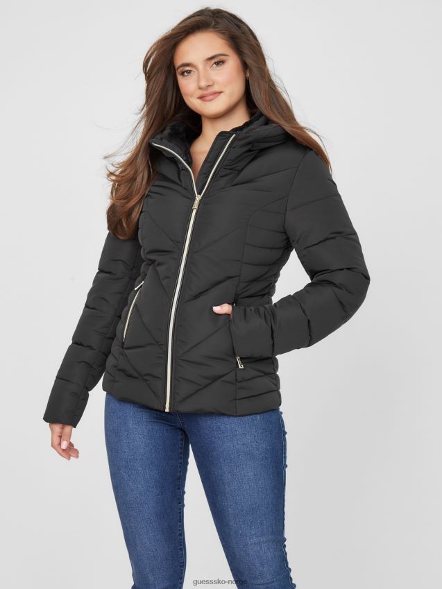 Guess laila vattert jakke jet black kulsvart kvinner F0LJ806834