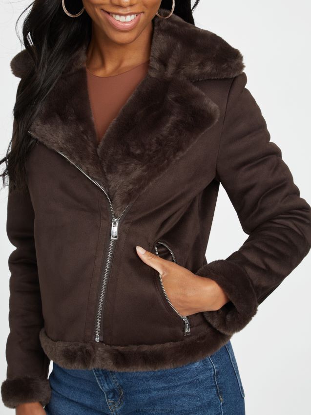 Guess lavin shearling jakke cup of joe kopp joe kvinner F0LJ806791