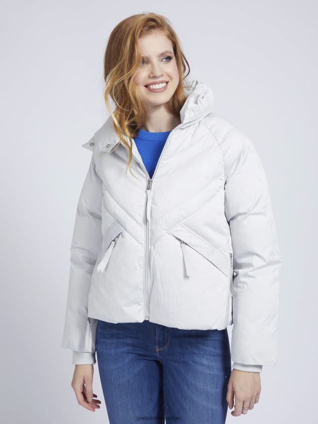 Guess lys grå jacquard vattert jakke lysegrå kvinner F0LJ806343