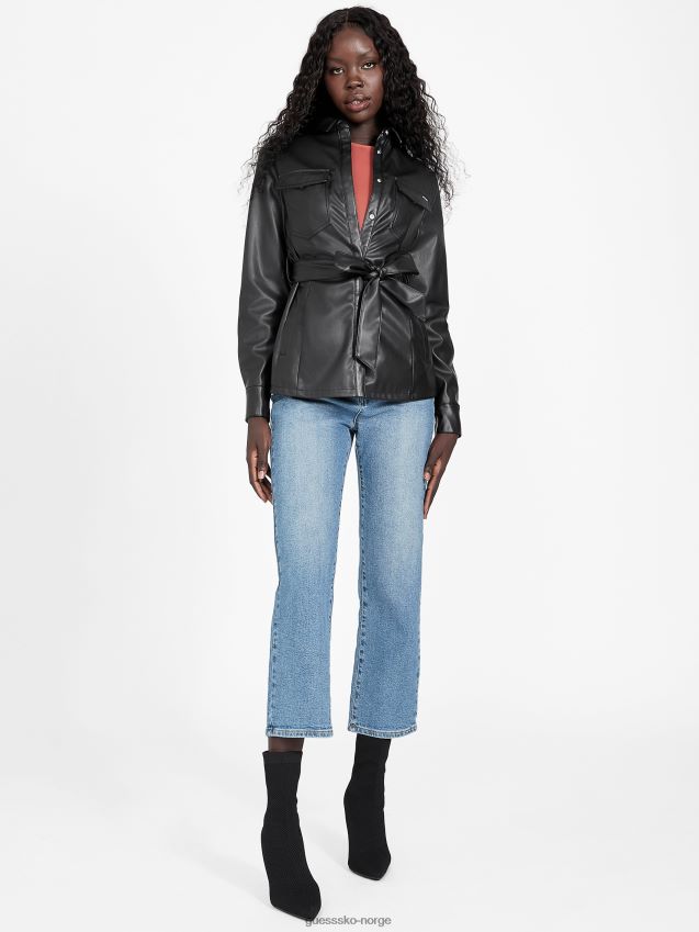 Guess marque jakke i imitert skinn kulsort kulsvart kvinner F0LJ807010