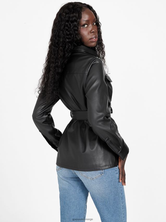 Guess marque jakke i imitert skinn kulsort kulsvart kvinner F0LJ807010