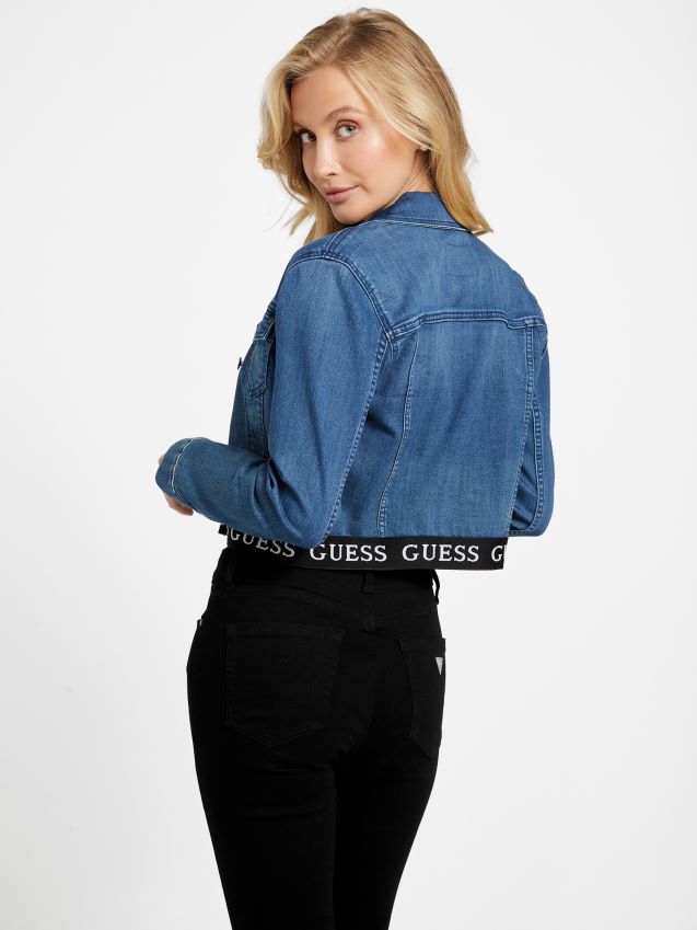 Guess middels vask camil logo-tape dongerijakke middels vask kvinner F0LJ806889