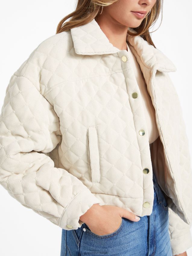 Guess naja vattert cordfløyeljakke vaniljeblush vanilje blush kvinner F0LJ806966