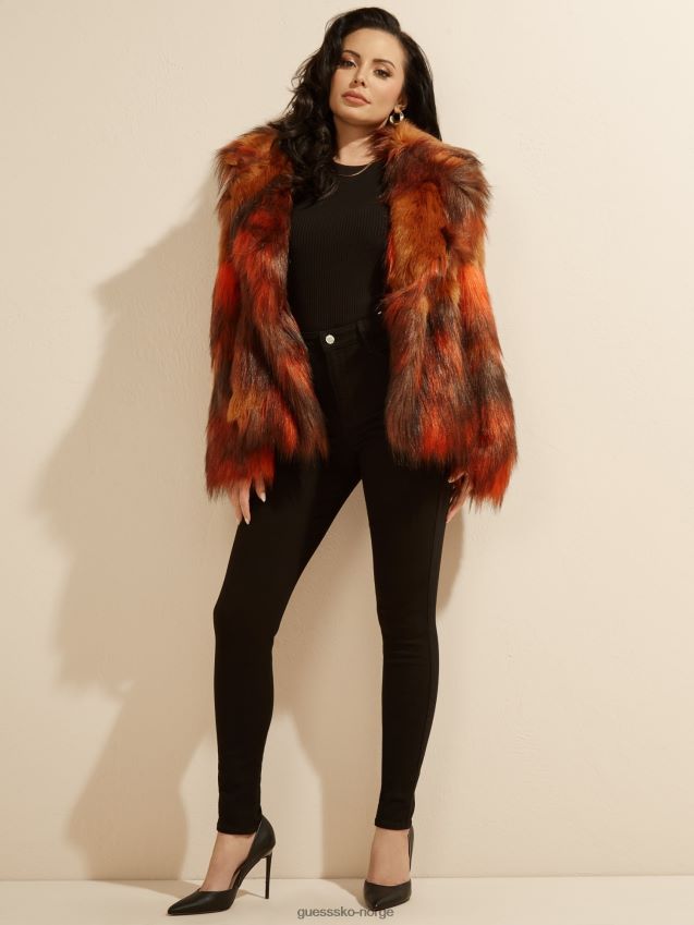 Guess oransje marciano jakke i fuskepels oransje kvinner F0LJ803621