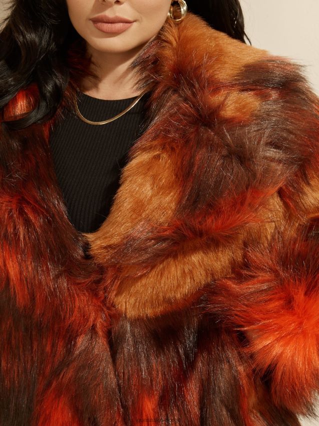 Guess oransje marciano jakke i fuskepels oransje kvinner F0LJ803621