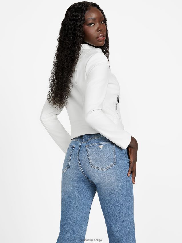 Guess popal imitert skinnjakke due hvit due hvit kvinner F0LJ806848
