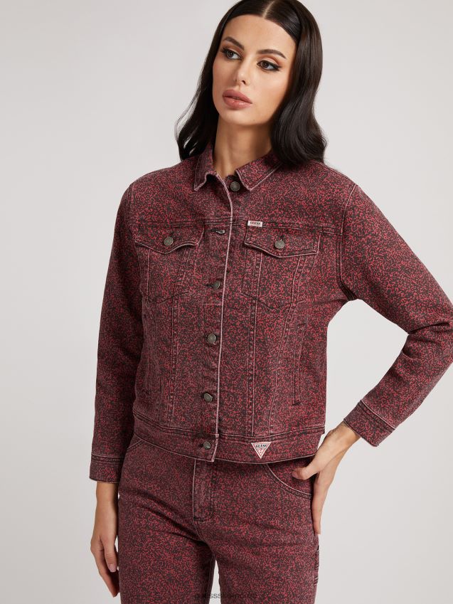 Guess rød denimjakke med normal passform rød kvinner F0LJ806421