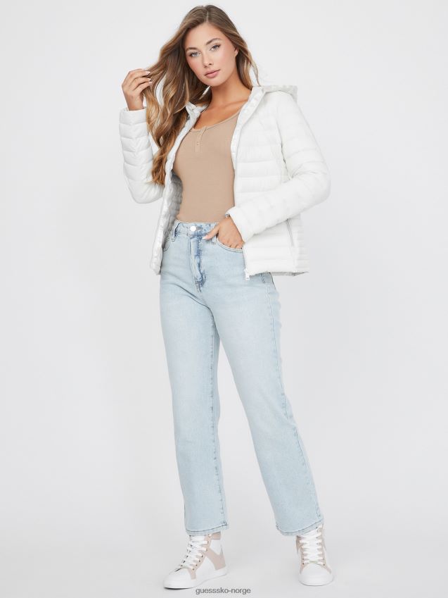 Guess rachelle vattert jakke blanc/scuffy blank/skurete kvinner F0LJ807212