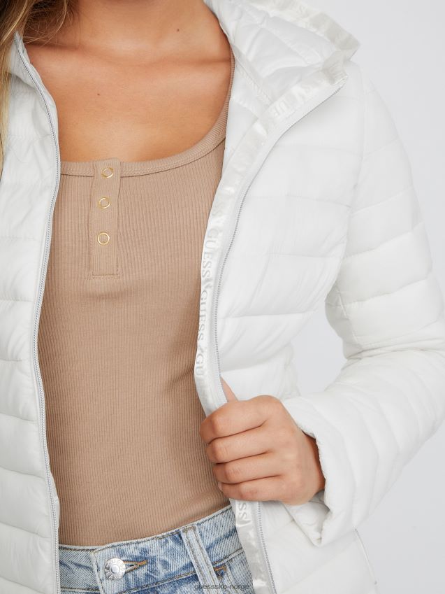 Guess rachelle vattert jakke blanc/scuffy blank/skurete kvinner F0LJ807212