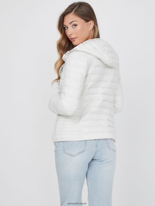 Guess rachelle vattert jakke blanc/scuffy blank/skurete kvinner F0LJ807212