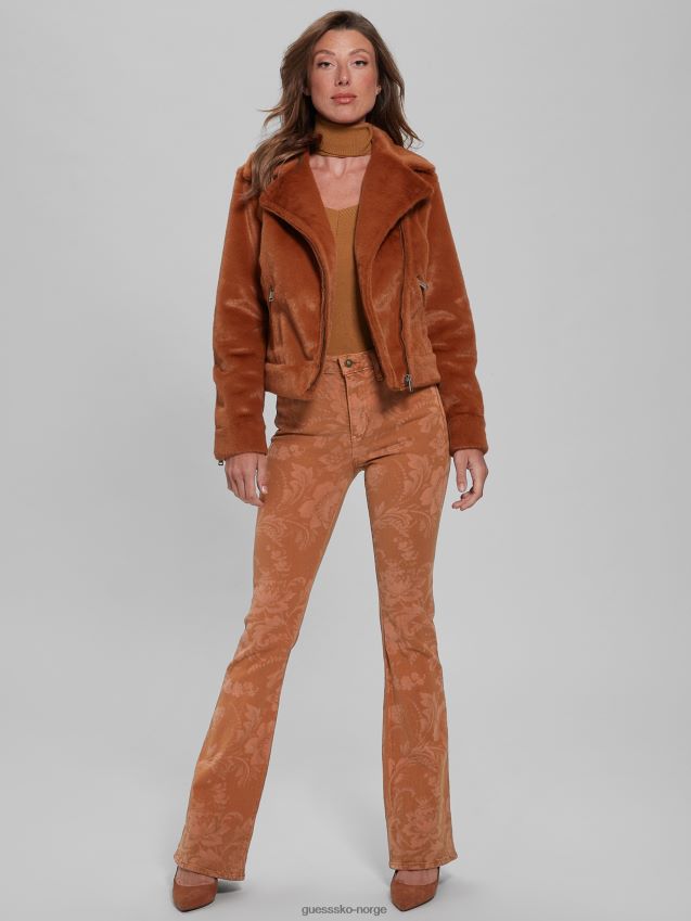 Guess rav honning lavinia motojakke i fuskepels rav honning kvinner F0LJ809773