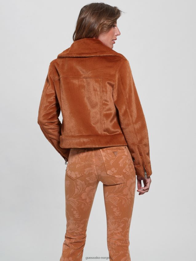 Guess rav honning lavinia motojakke i fuskepels rav honning kvinner F0LJ809773
