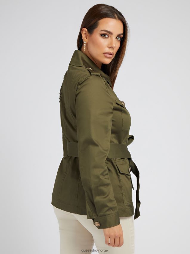 Guess rhinestones embroidery feltjakke grønn grønn kvinner F0LJ803050