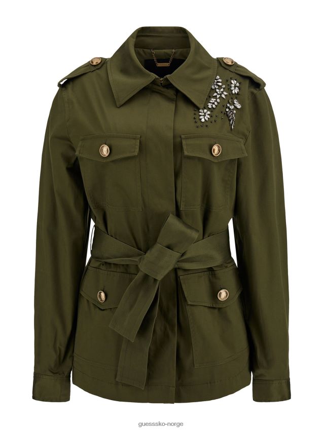 Guess rhinestones embroidery feltjakke grønn grønn kvinner F0LJ803050