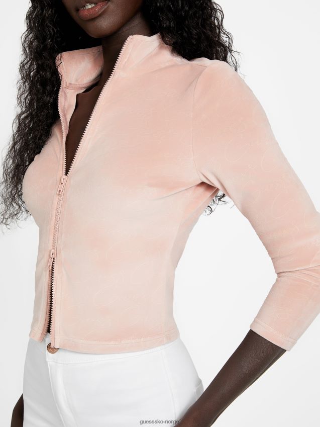 Guess rose bliss eco abia velour jakke med glidelås rose lykke kvinner F0LJ807251