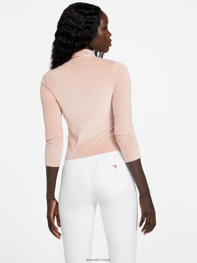 Guess rose bliss eco abia velour jakke med glidelås rose lykke kvinner F0LJ807251