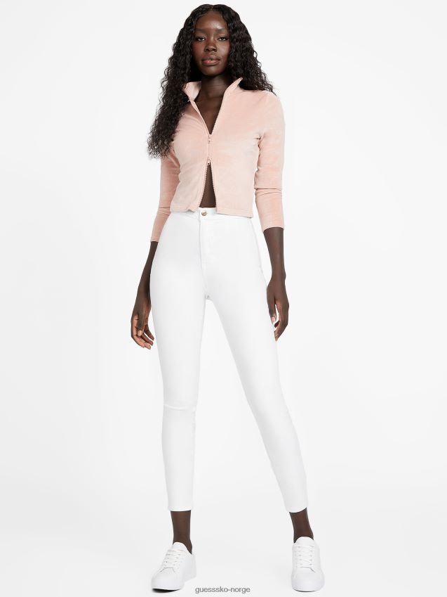 Guess rose bliss eco abia velour jakke med glidelås rose lykke kvinner F0LJ807251