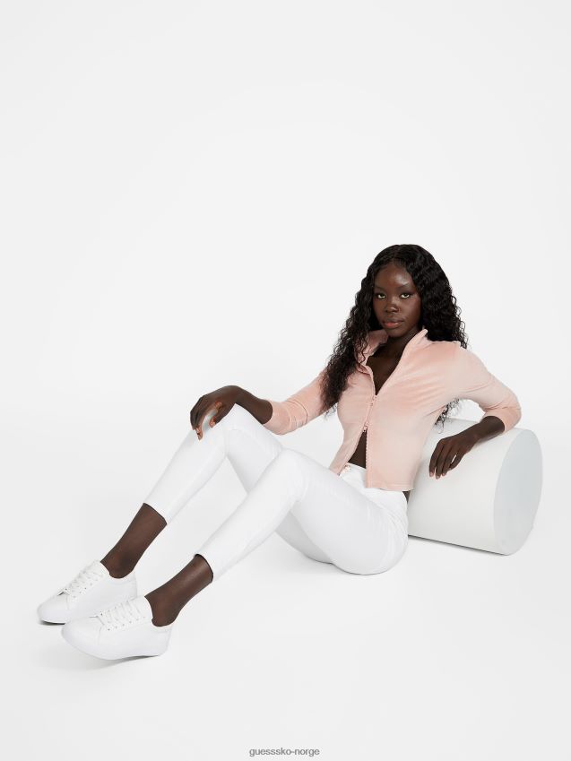 Guess rose bliss eco abia velour jakke med glidelås rose lykke kvinner F0LJ807251