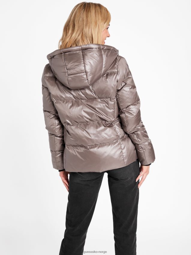 Guess rytterbrun calissa pufferjakke i ekte dun rytter brun kvinner F0LJ806874