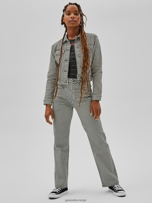 Guess slank rutete denimjakke svart multi svart multi kvinner F0LJ806364