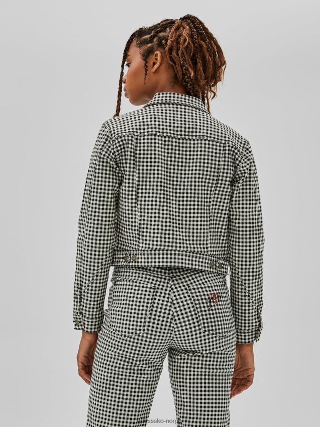 Guess slank rutete denimjakke svart multi svart multi kvinner F0LJ806364